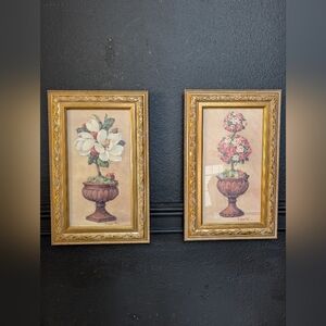 Vintage, set of 2, Home Interiors Barbara Mock Print in Gold Ornate Frames